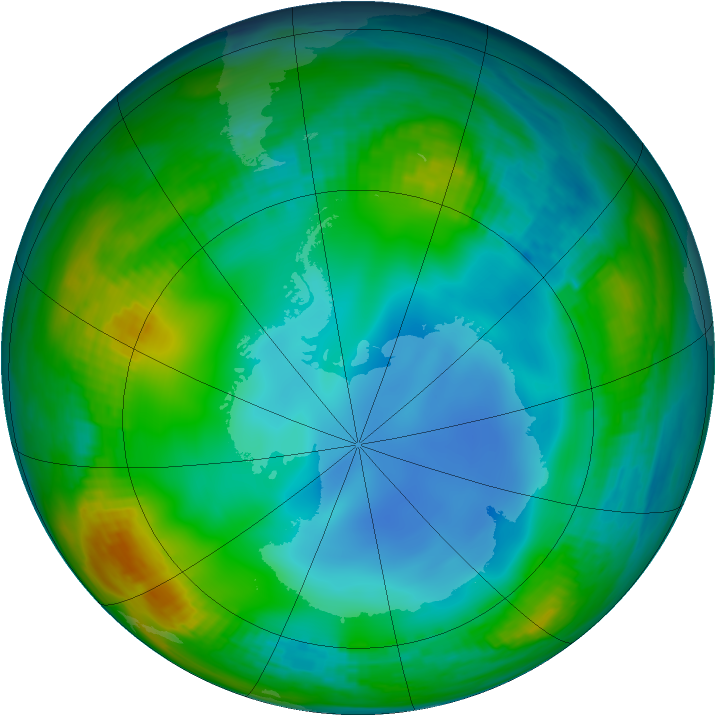 Antarctic ozone map for 01 July 1987
